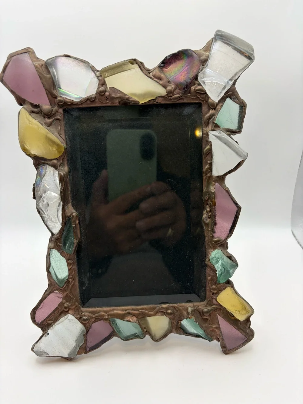 ❌sold at live show❌Vintage artisanal Terraza mosaic stained glass picture frame